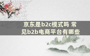 京东是b2c模式吗 常见b2b电商平台有哪些